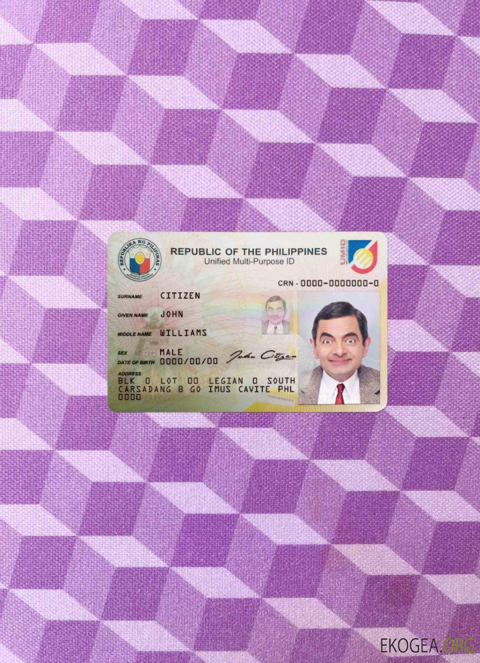 Photolook d'identité des Philippines AVANT template Photolook d'identité des Philippines AVANT template